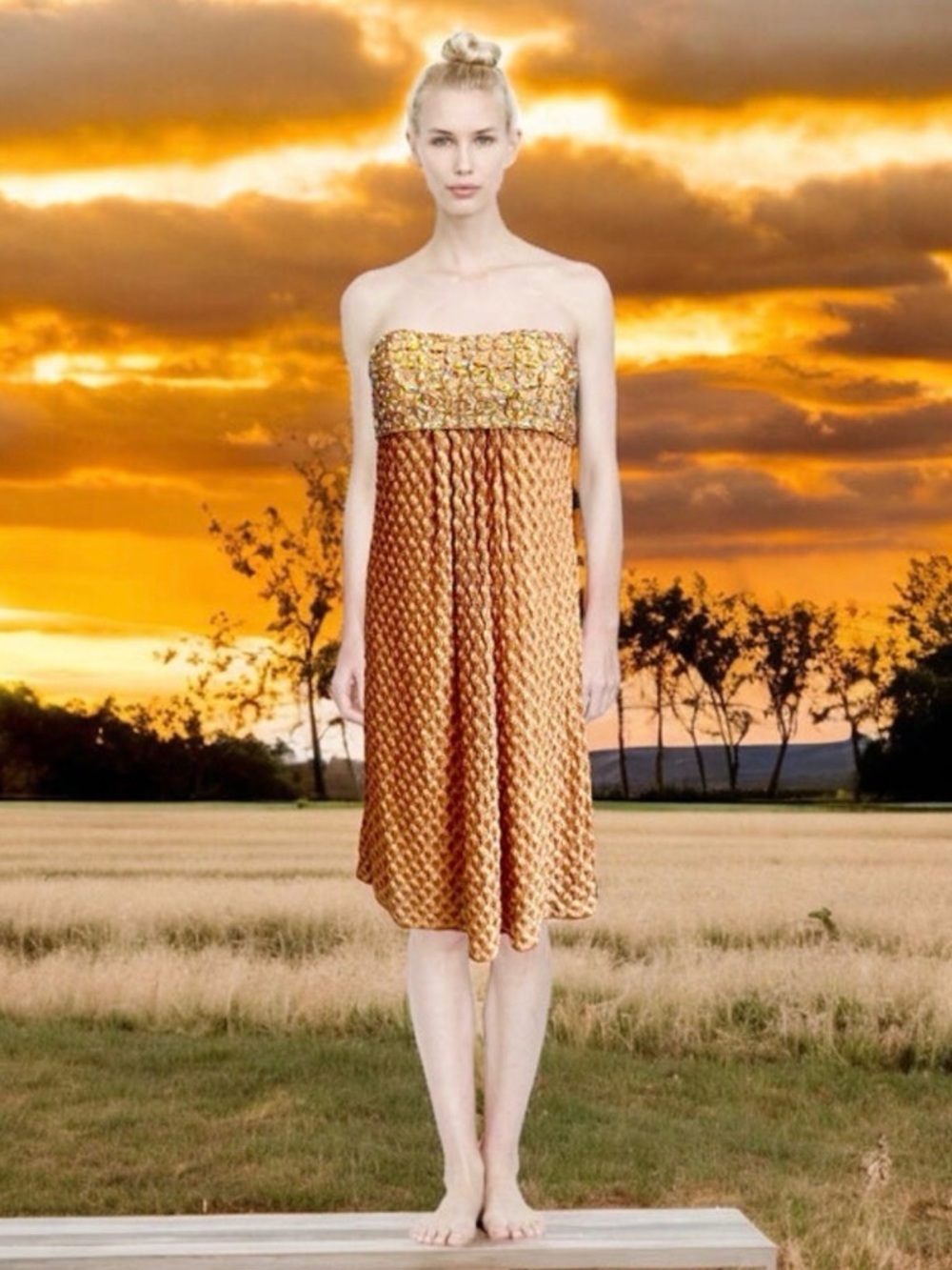 NEW Missoni Beaded Bodice Speranza knit Strapless Dress in Black and Copper